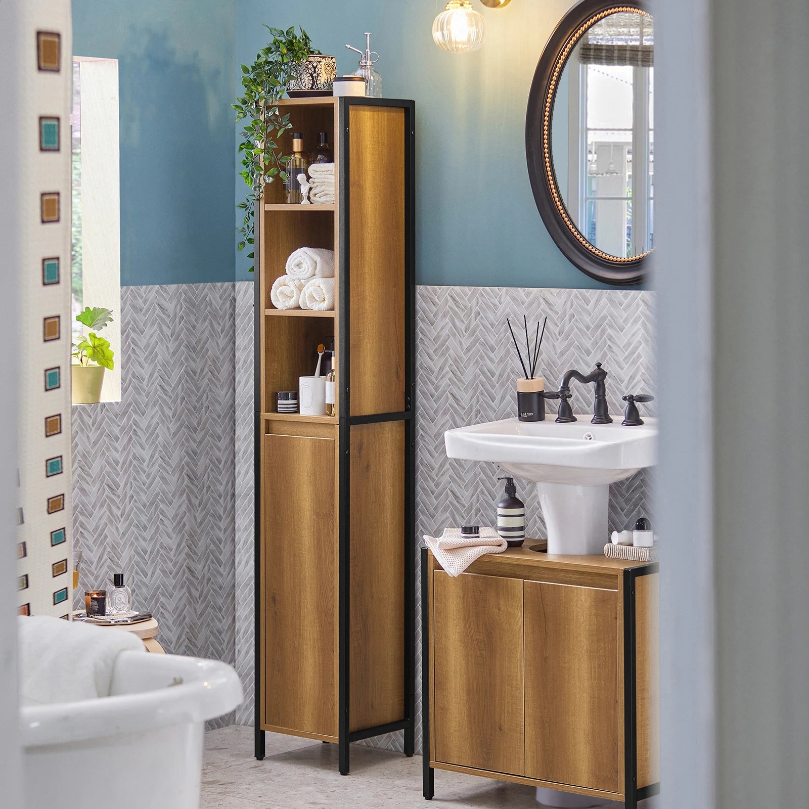 Meuble salle de bain vintage haut 30X168X28cm -