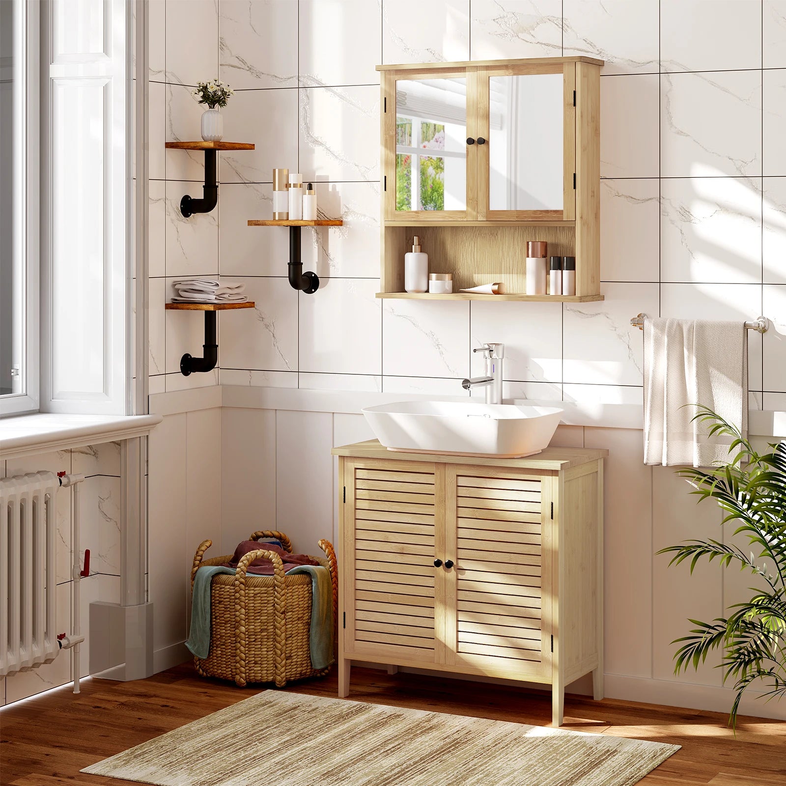 Grand Meuble de rangement en bambou -