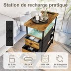 Table de chevet 3 tiroirs avec LED - MORENE -