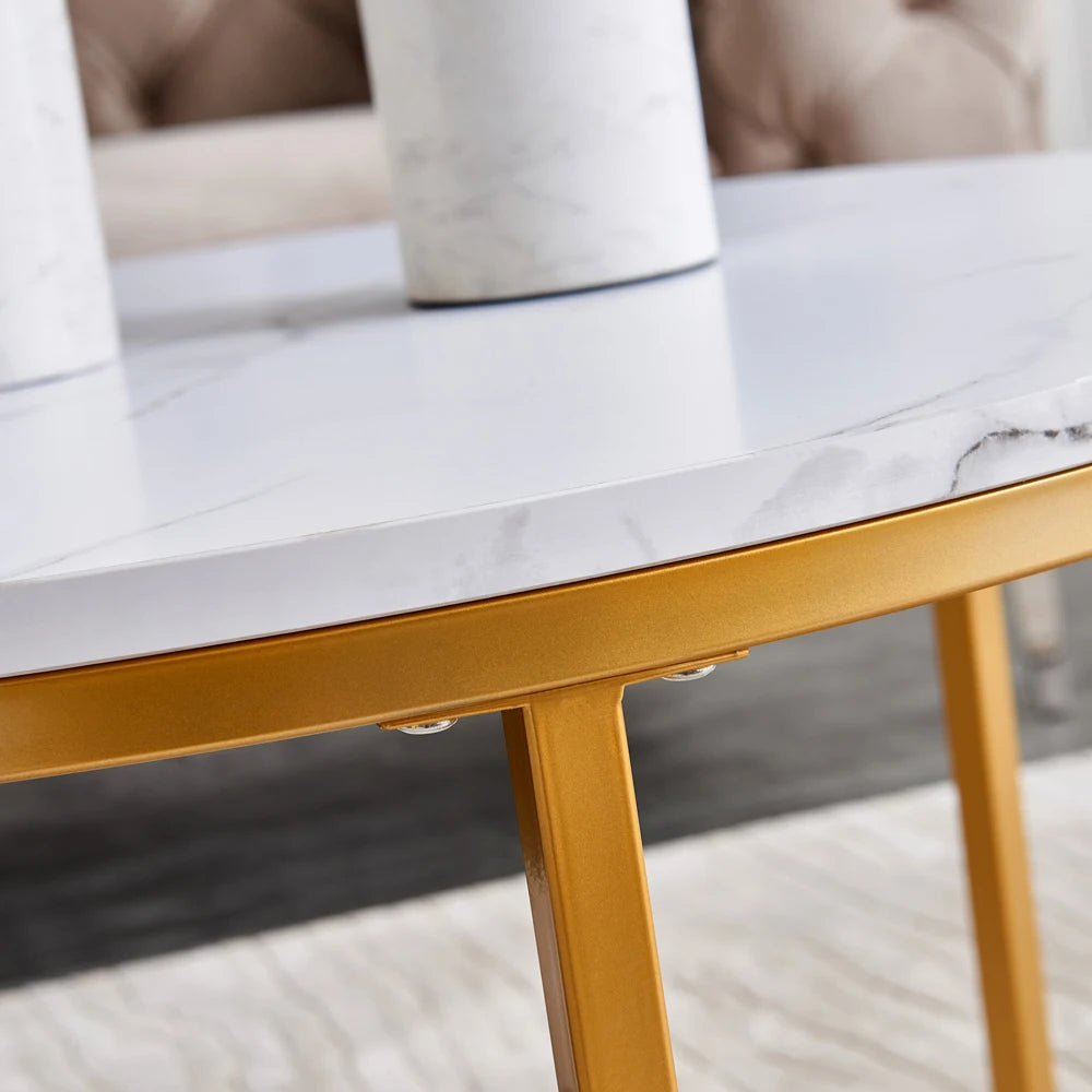 Table basse ronde blanche set de 2 ensemble -