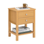 Table de nuit étagère en bois avec 2 tiroirs - 45 x 60 x 35cm -