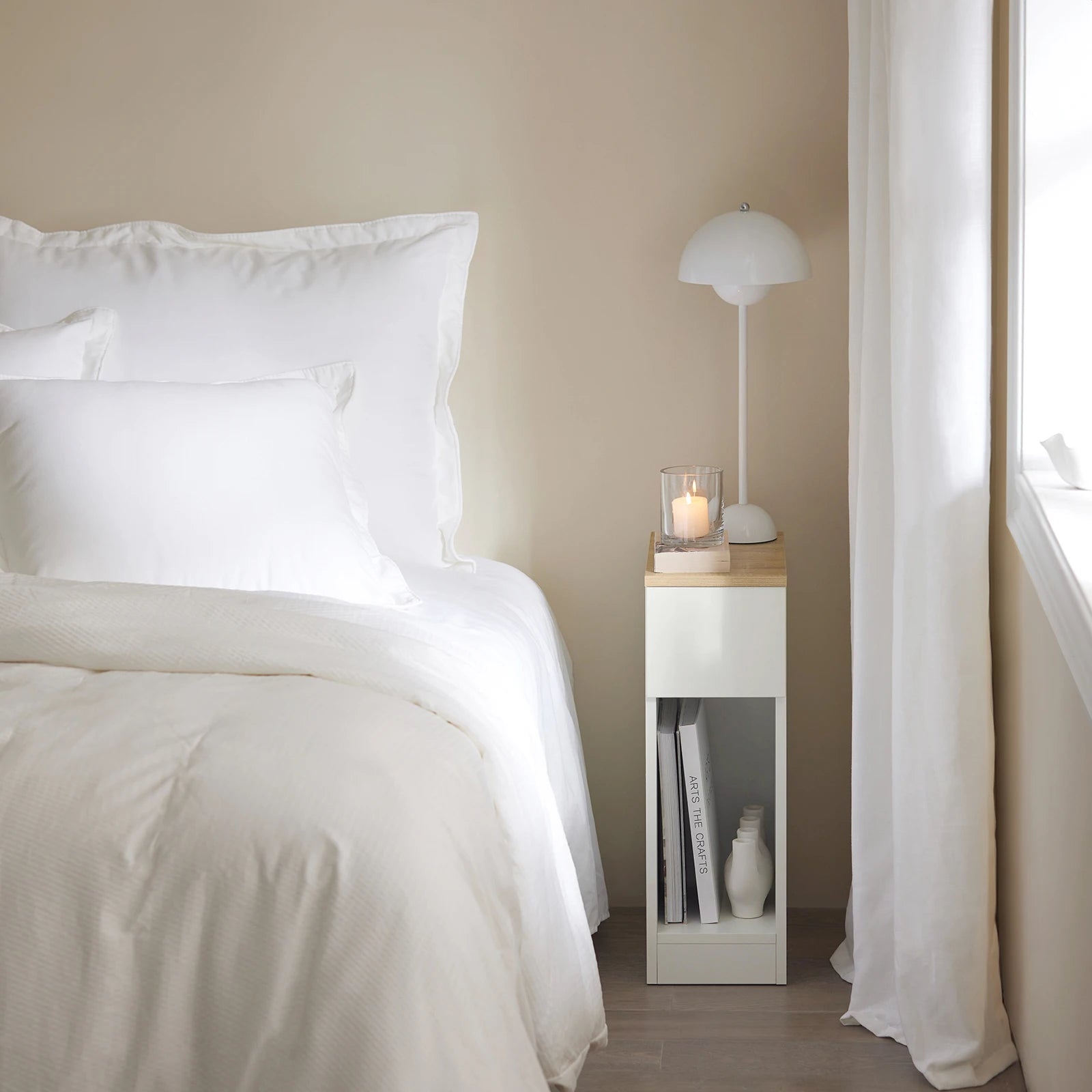 Table de chevet 2 pièces ensembles pour chambre de couple - Blanc Table de chevet