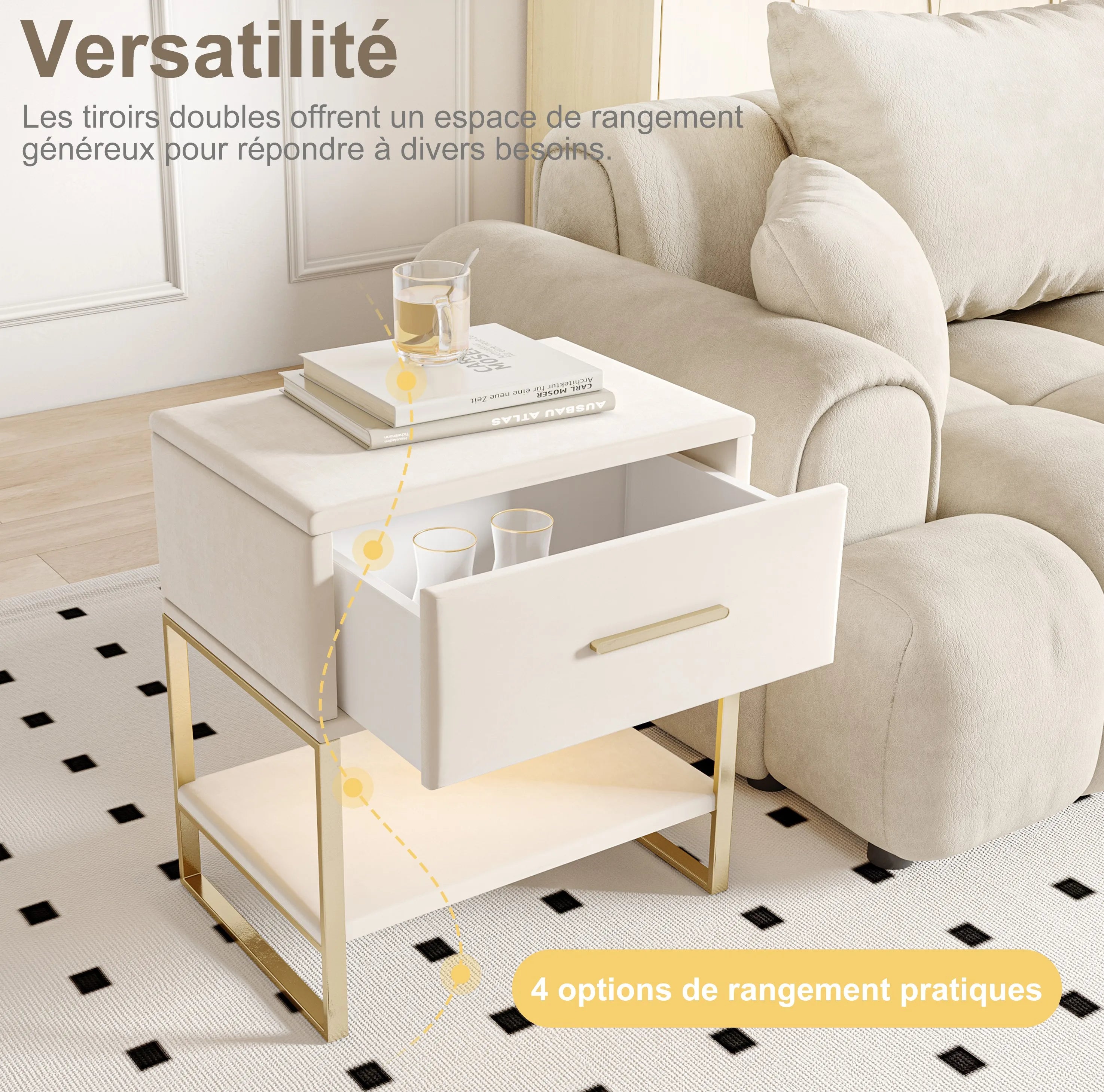 Table de chevet scandinave lot de 2 tables basse de nuit -