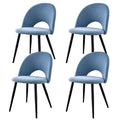 Chaise salle à manger lot de 4 à dossier creux - Bleu Chaise salle à manger
