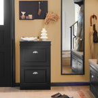 Meuble à chaussures 2 étages à rabats avec rangements - Noir Meuble à chaussure