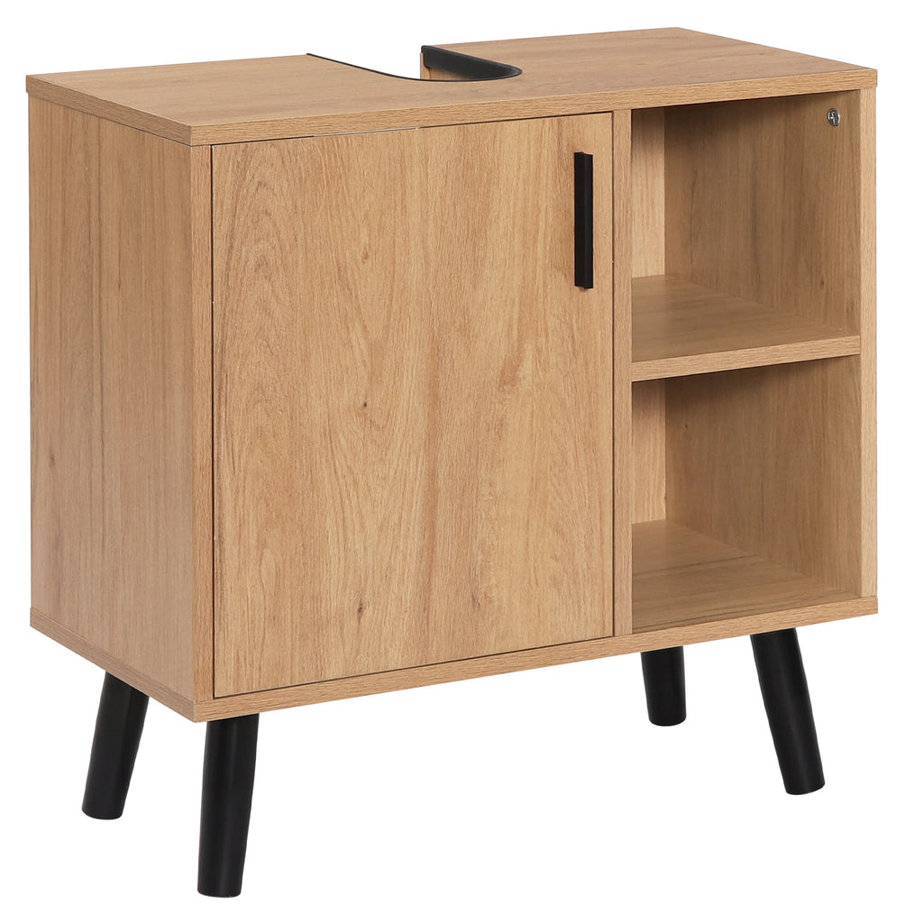 Meuble salle de bain en bois moderne 60x30x60.5cm - Noir chêne Meuble salle de bain