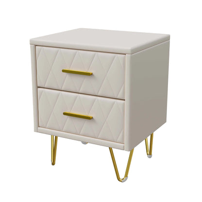 Table de chevet beige à 2 tiroirs style moderne -