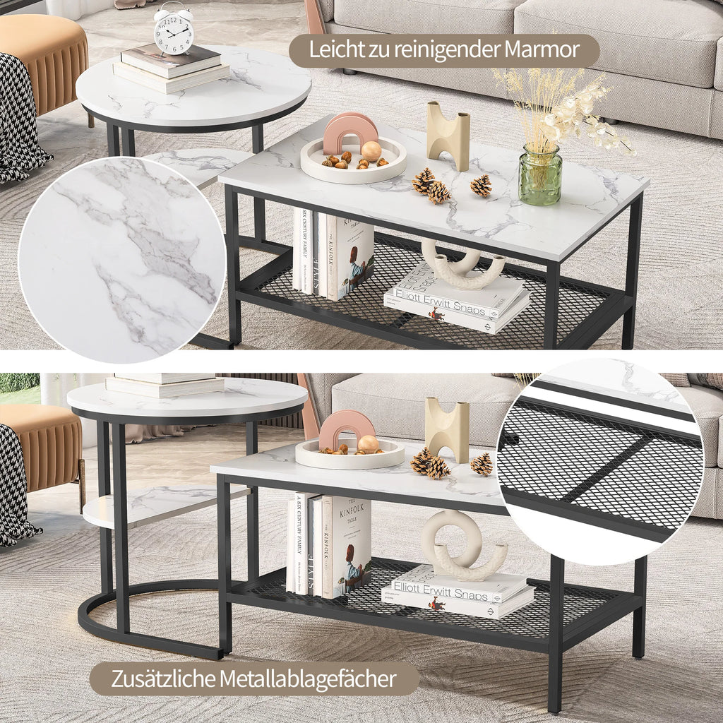 Table basse en marbre design 2 ensembles -
