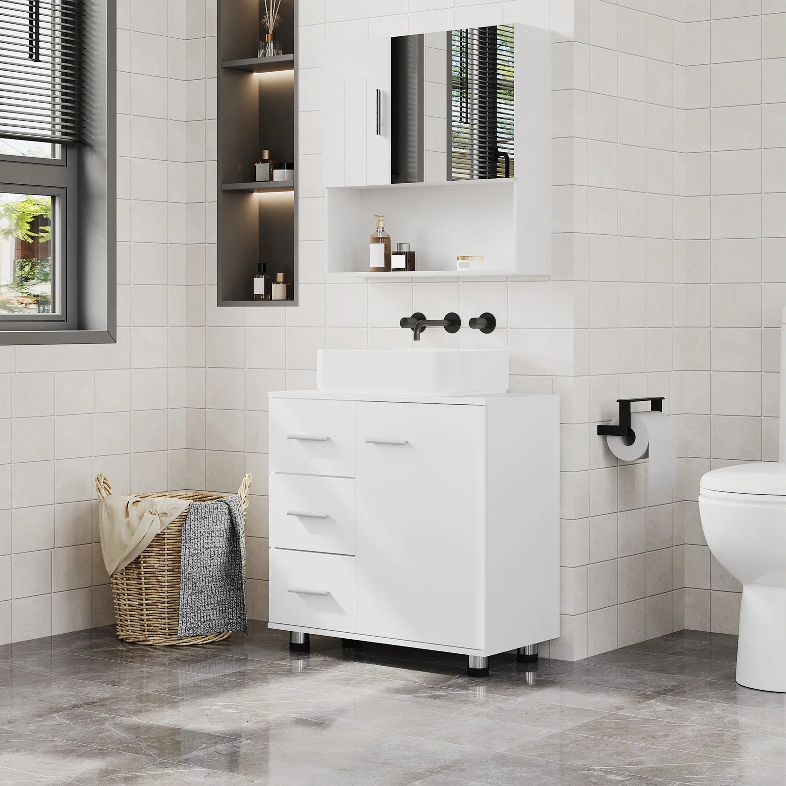 Meuble de rangement à tiroirs blanc -