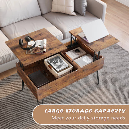 Table basse coulissante double plateau en bois -