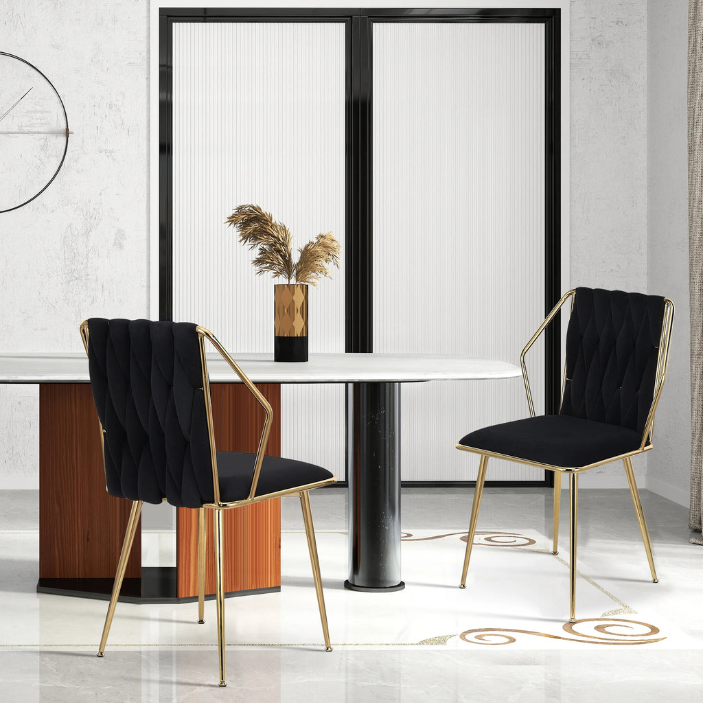 Chaise salle à manger couleur noir lot de 2 pièces avec accoudoirs - Noir Chaise salle à manger