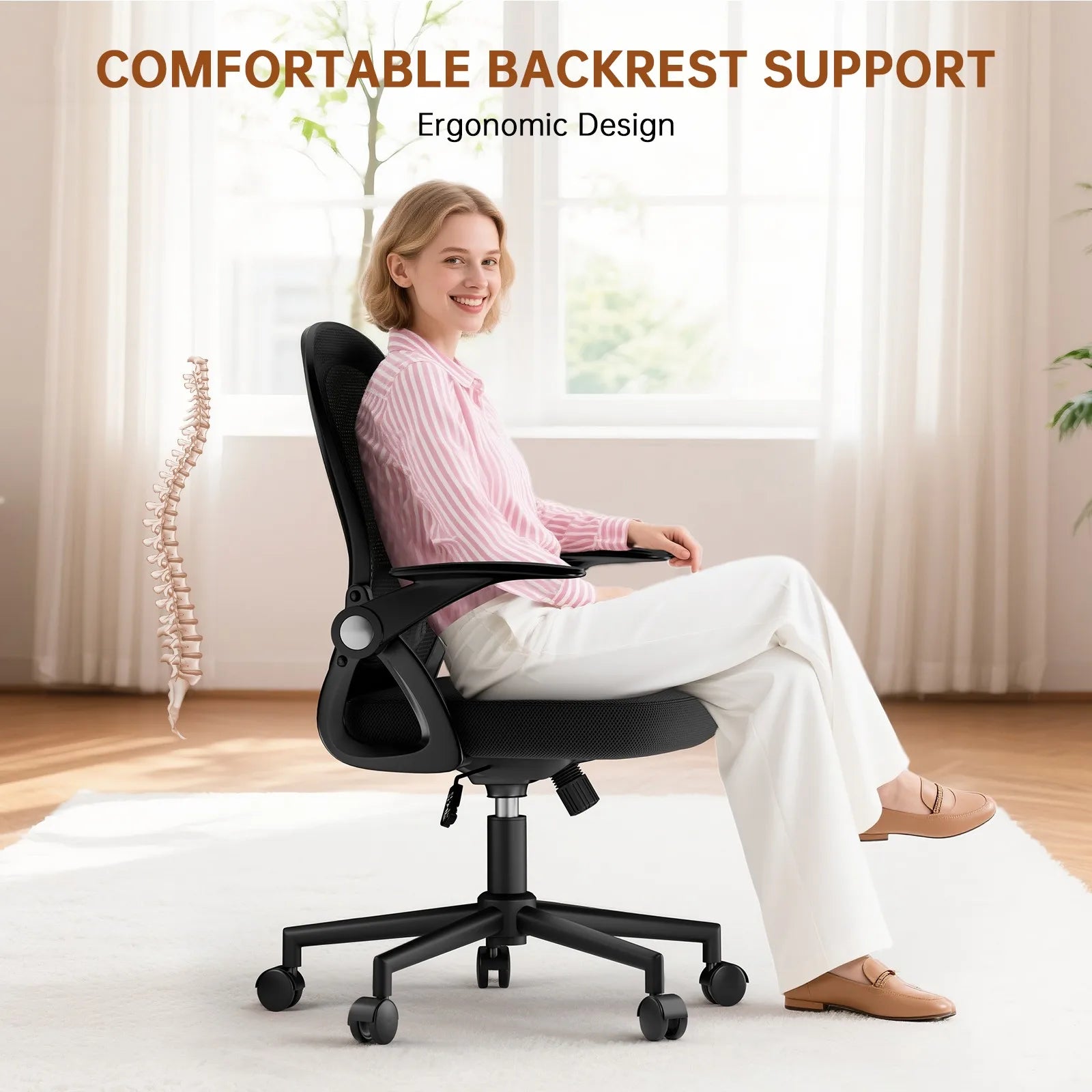 Chaise de bureau industriel ergonomique à taille moyenne -