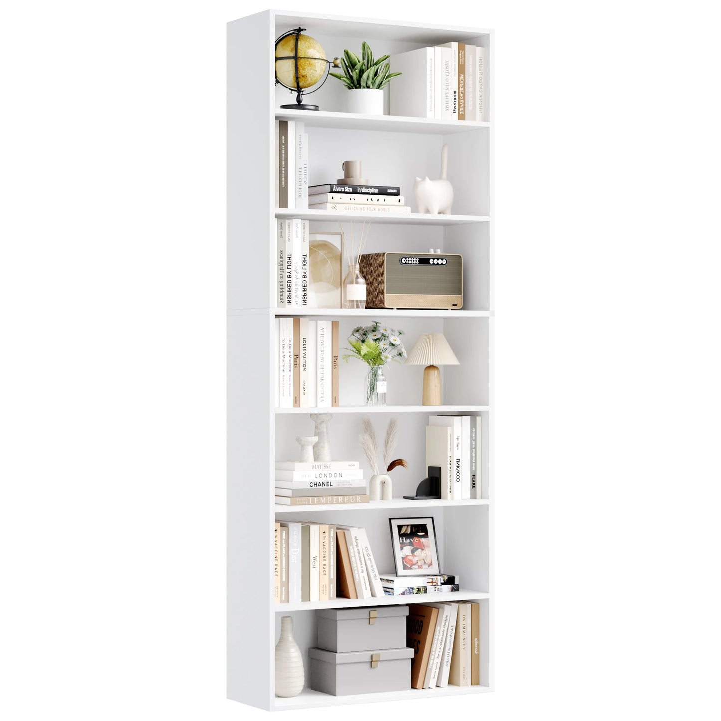 Étagère livre originale et moderne 60x23.5x209.5 cm - Blanc Étagère livre