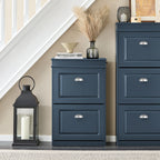 Meuble à chaussures 2 étages à rabats avec rangements - Bleu Meuble à chaussure