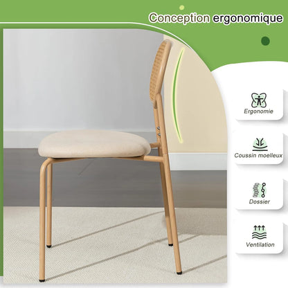 Chaise salle à manger rotin simple de 2 pièces -