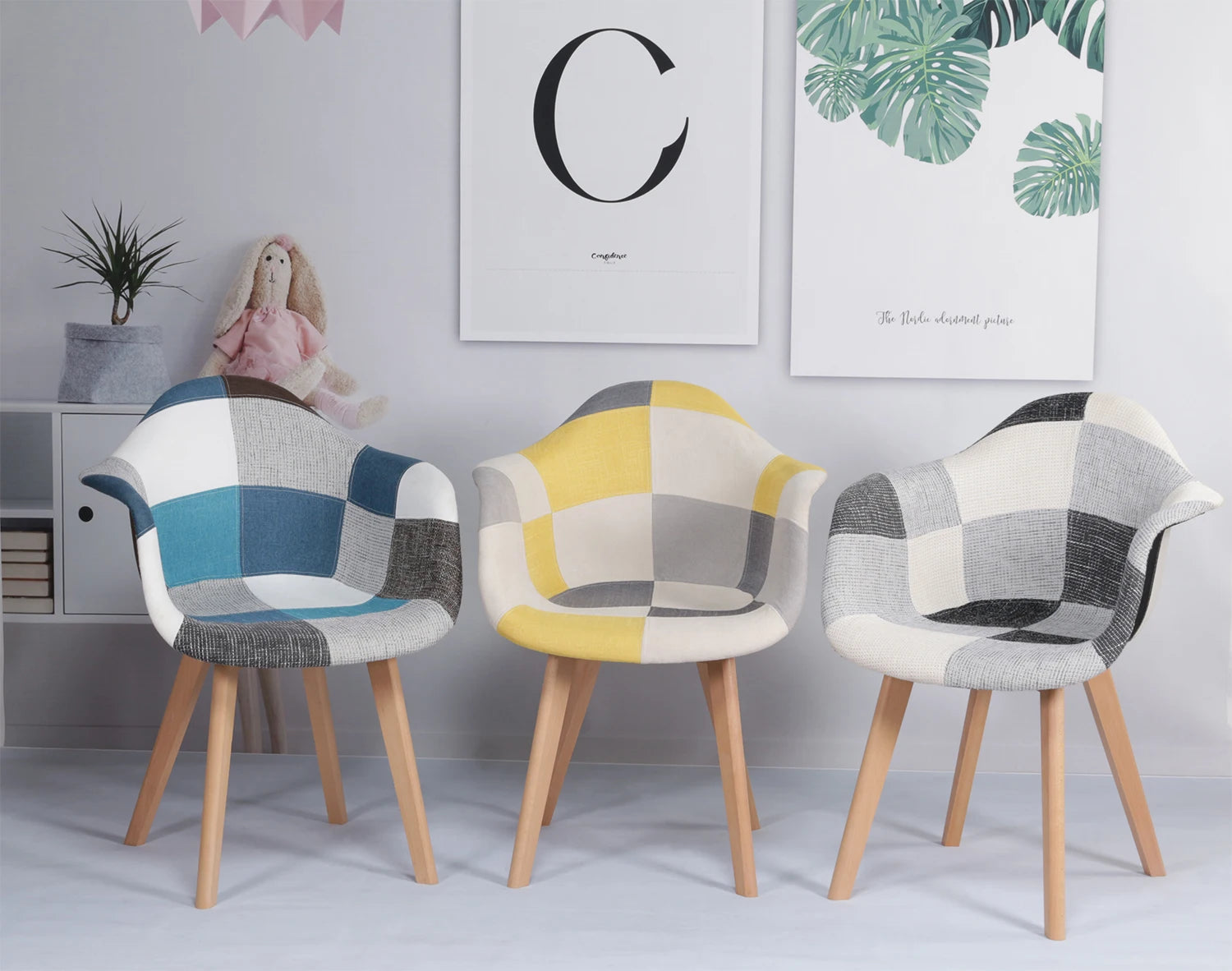 Chaise salle à manger tissu de luxe - 2 ensembles -