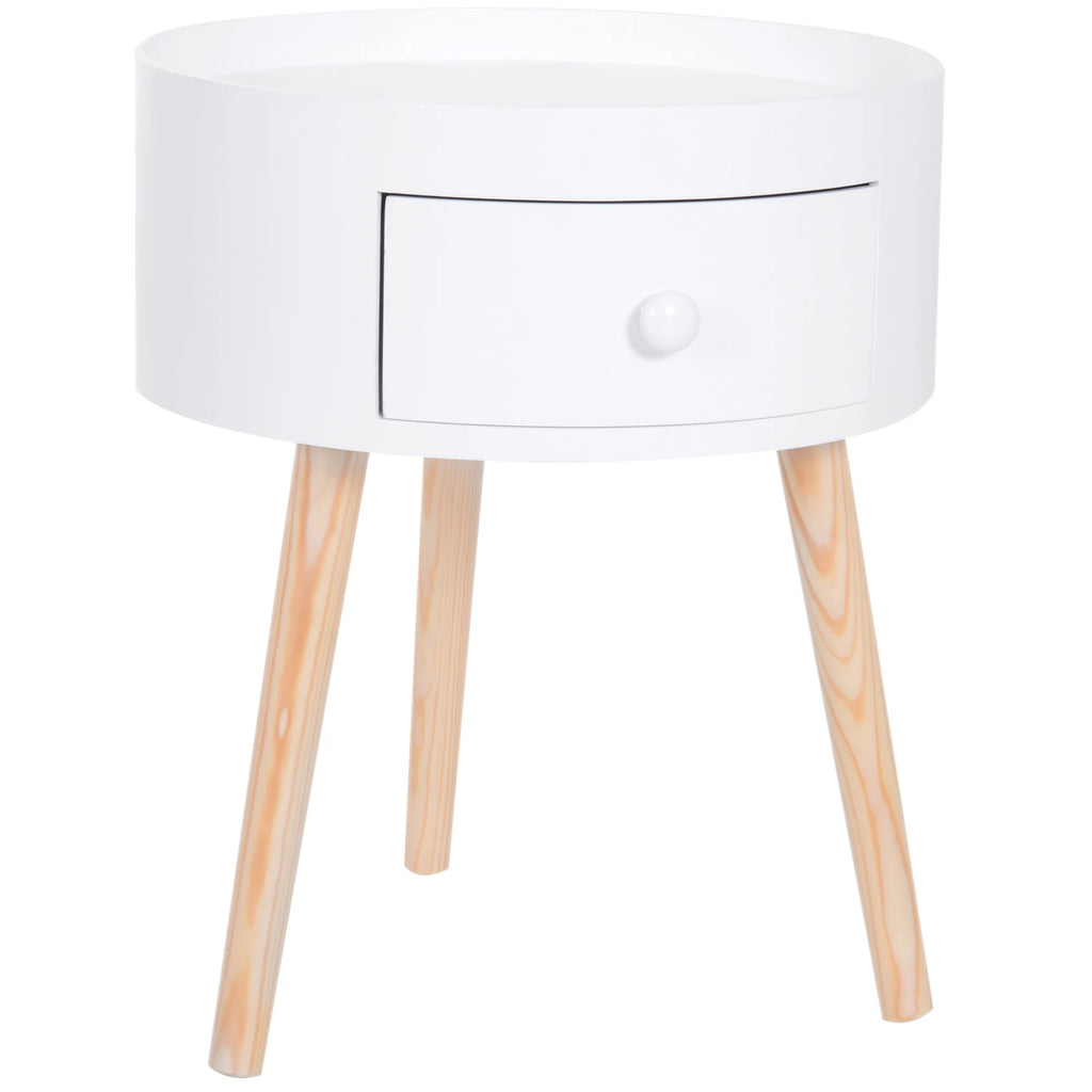 Table de chevet ronde étroite 38X45Cm Blanc -