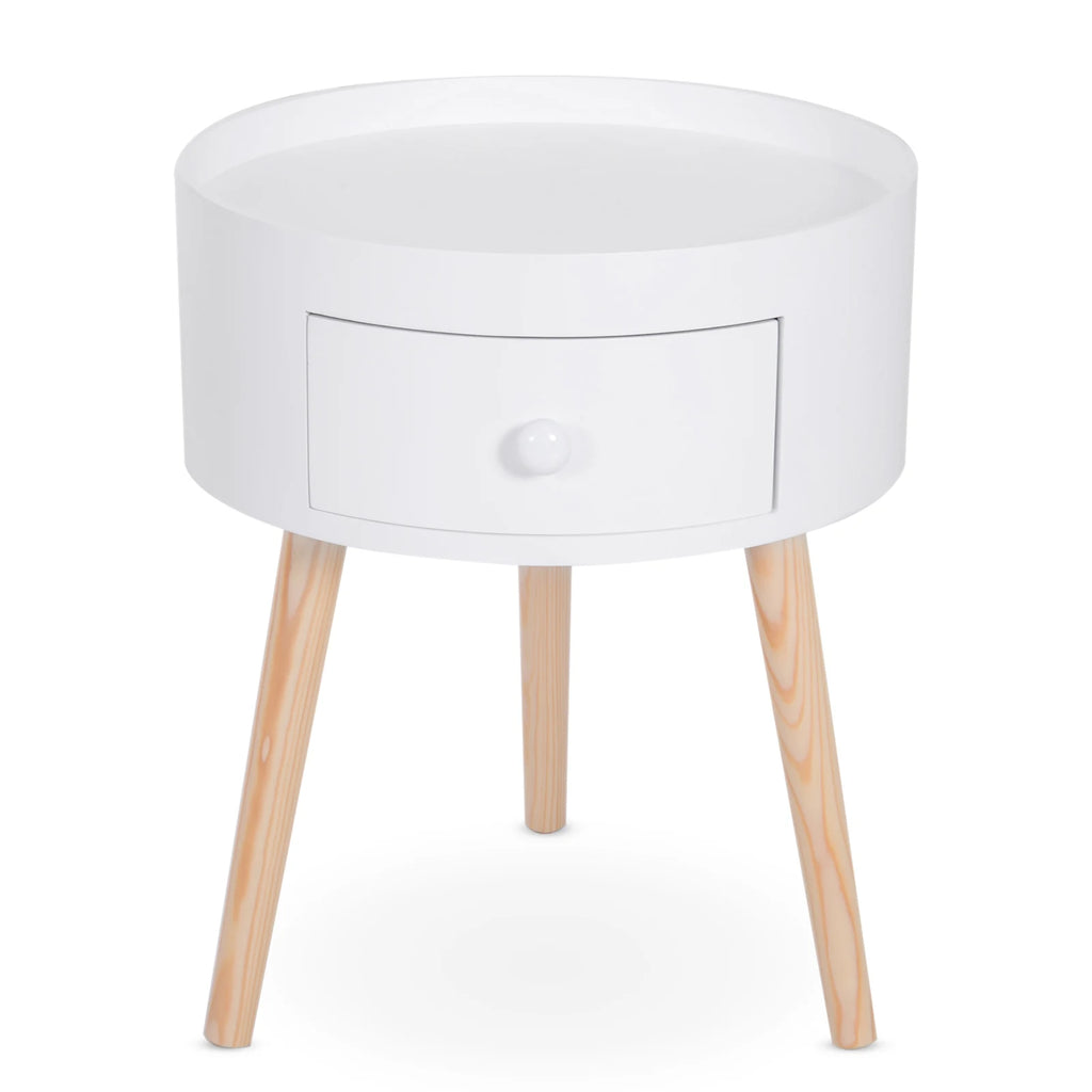 Table de chevet ronde étroite 38X45Cm Blanc -