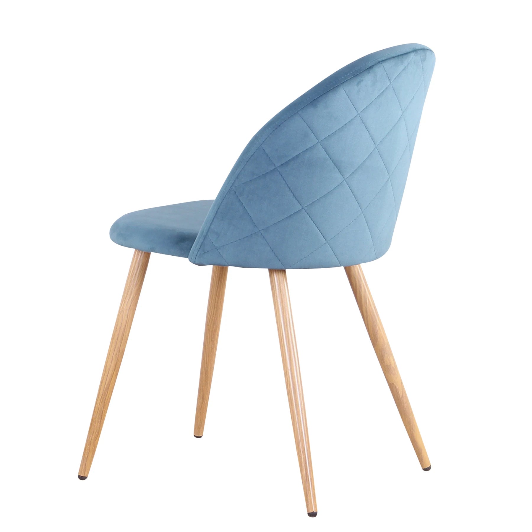 Chaise salle à manger bleu 4 ensemble en velours et pieds métal -