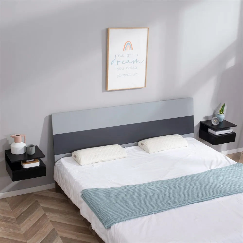 Lot de 2 table de nuit noir à suspendre avec 1 tiroir - 35X32X22.5 cm -