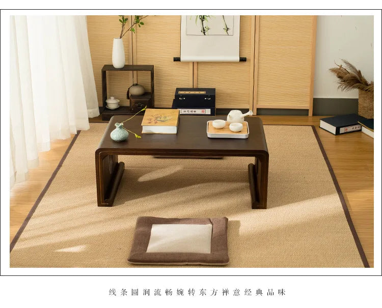 Table basse bois marron foncé antique japonais -