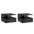 Lot de 2 table de nuit noir à suspendre avec 1 tiroir - 35X32X22.5 cm - Noir Table de nuit