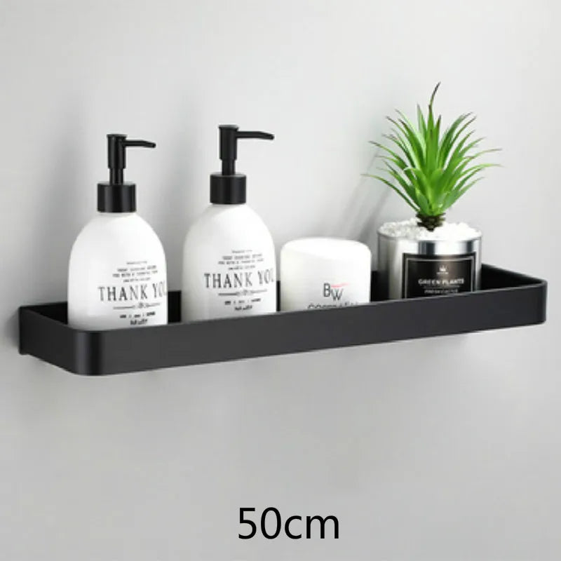Étagère salle de bain d'angle murale pour douche - 50cm Noir Étagère salle de bain