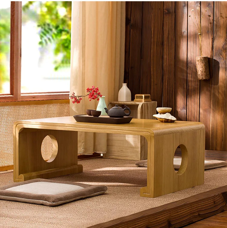 Table basse bois marron foncé antique japonais -