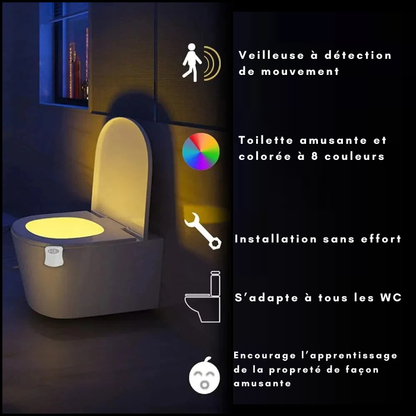 Lampe WC LED RGB 8 Couleur avec capteur de mouvement