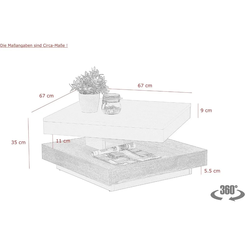 Table basse dérive du bois design carré 67 X 67 X 35 Cm -