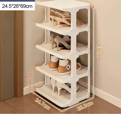 Meuble à chaussure d'entrée en forme de cube simple - Blanc 5 couches