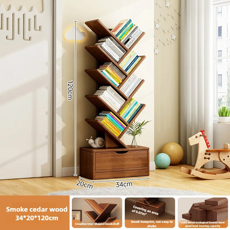 Étagère d'angle bois de luxe - Smoky 34x20x120CM