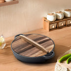 Poêle en fonte ronde noir -