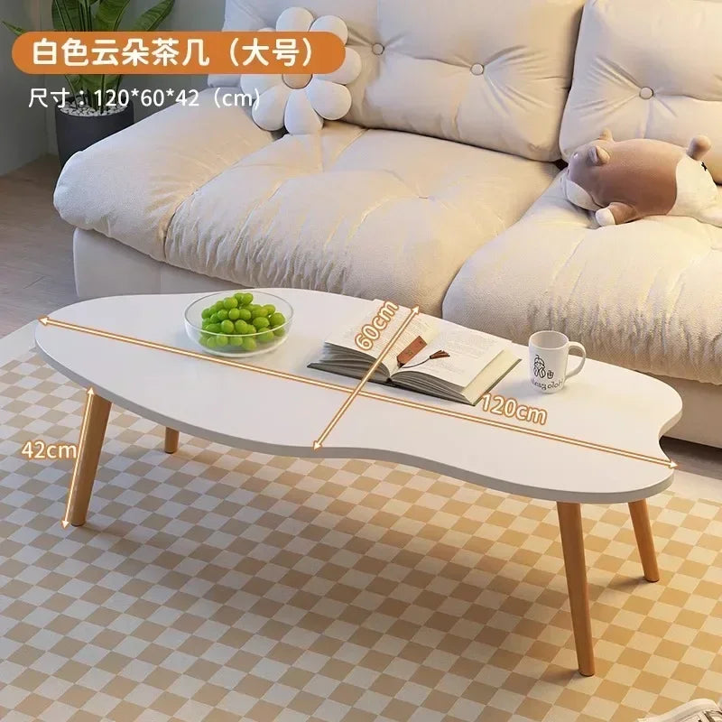 Table basse noyer nordique pour petit appartement - Blanc 120 x 60 x 42cm