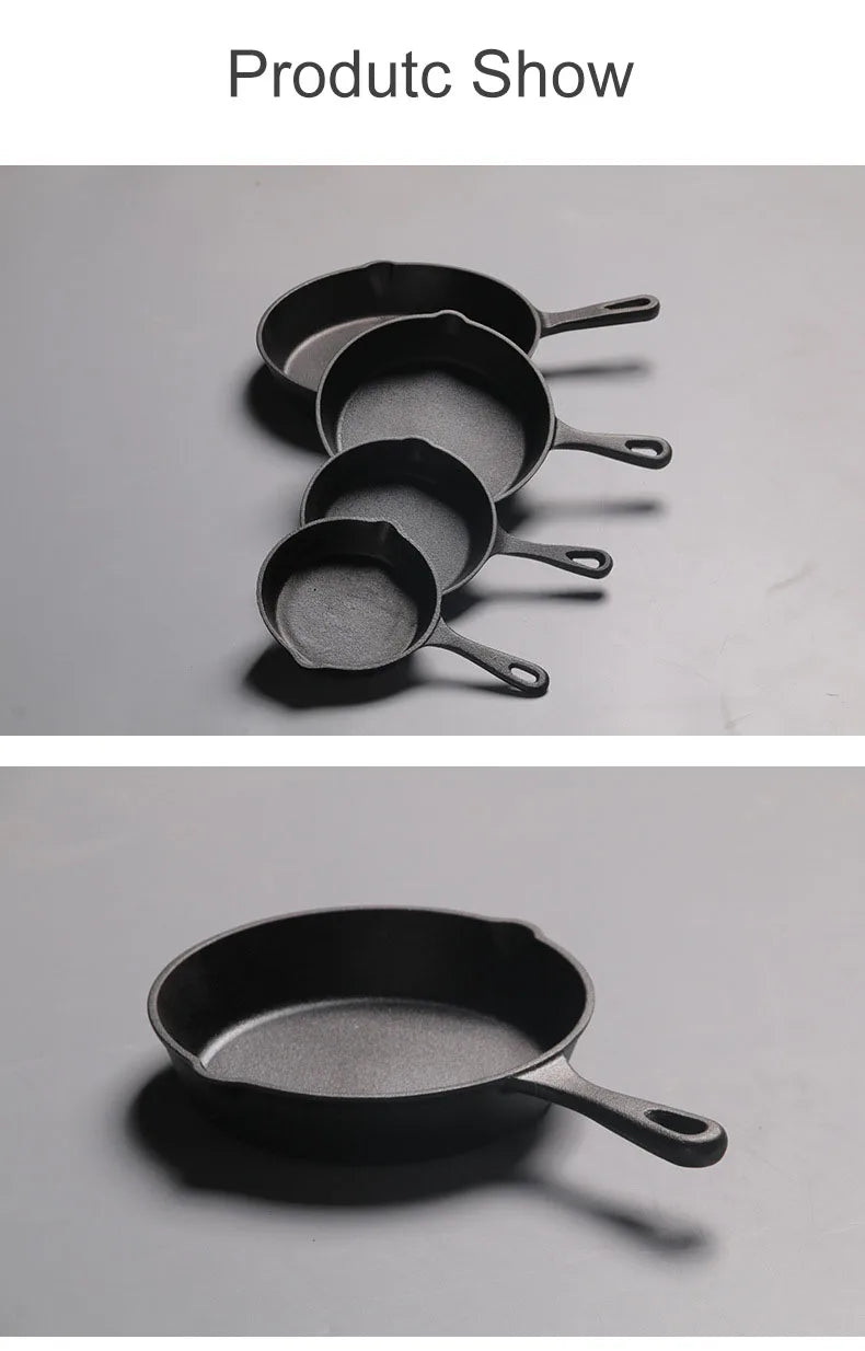 Poêle en fonte à poignée en forme de goutte d'eau -