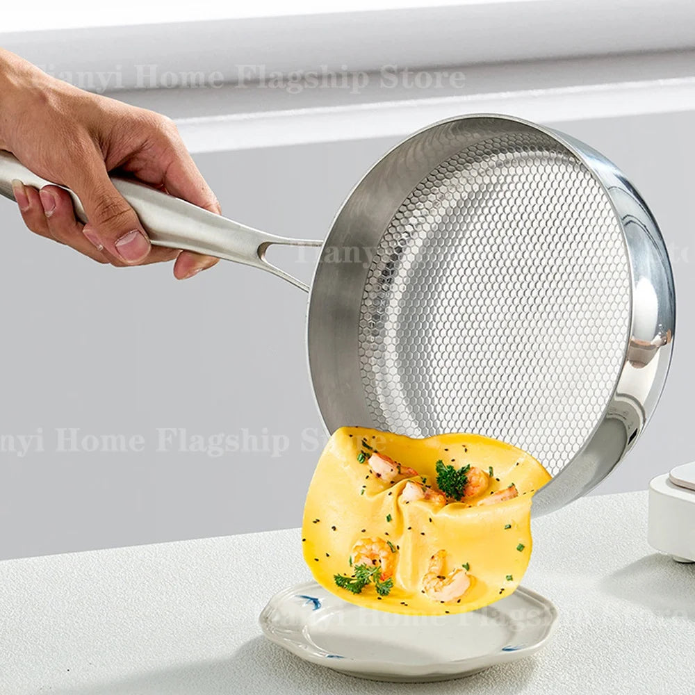 Wok poêle en inox solide -