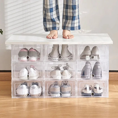Meuble à chaussure de style boite en plastique transparente -