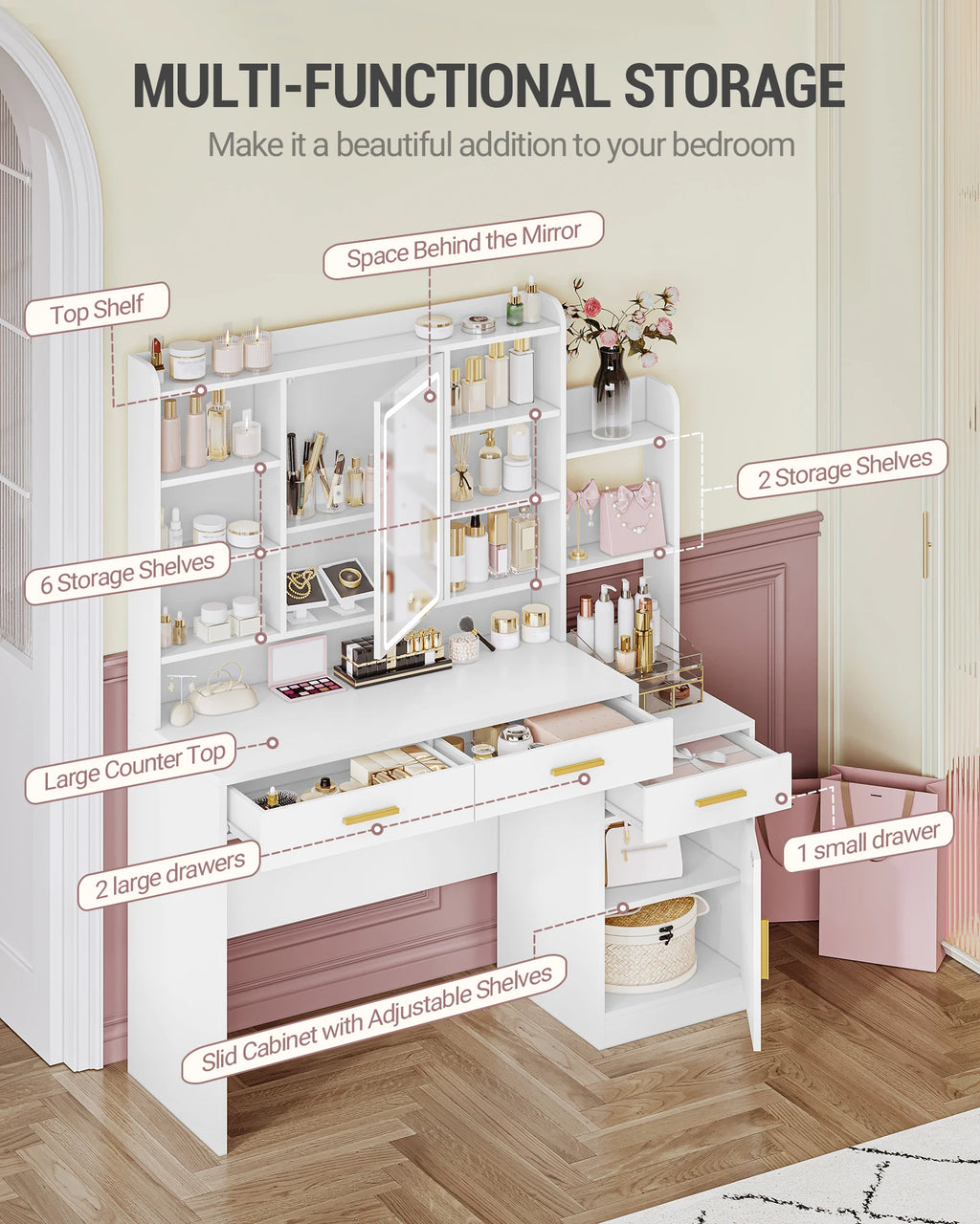 Meuble de rangement tiroir pour coiffeuse -