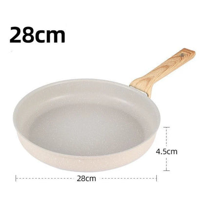Poêle céramique compatible à induction avec poignée en bois -