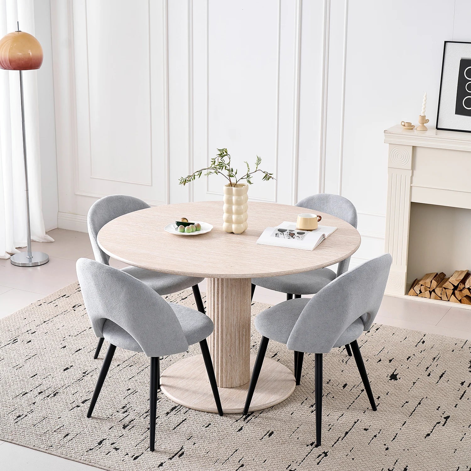 Chaise salle à manger lot de 4 à dossier creux -