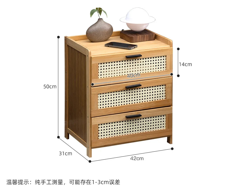 Table de nuit rangement rétro de couleur marron -