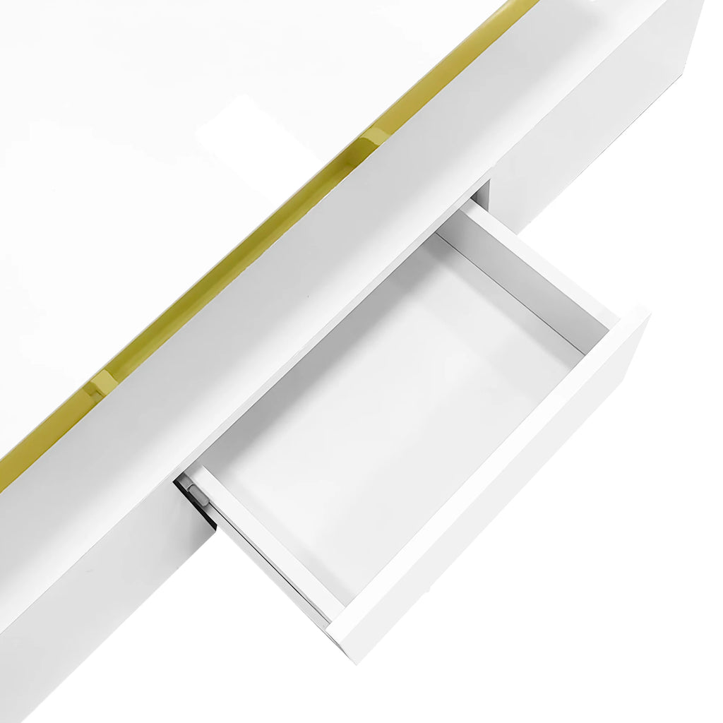 Table basse rectangulaire moderne et brillante avec éclairage LED -