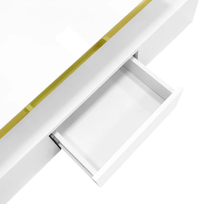 Table basse rectangulaire moderne et brillante avec éclairage LED -