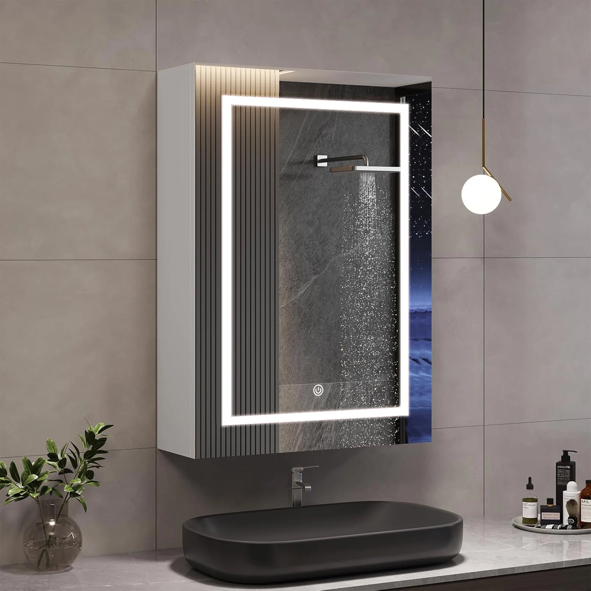 Meuble salle de bain miroir et interrupteur tactile moderne -