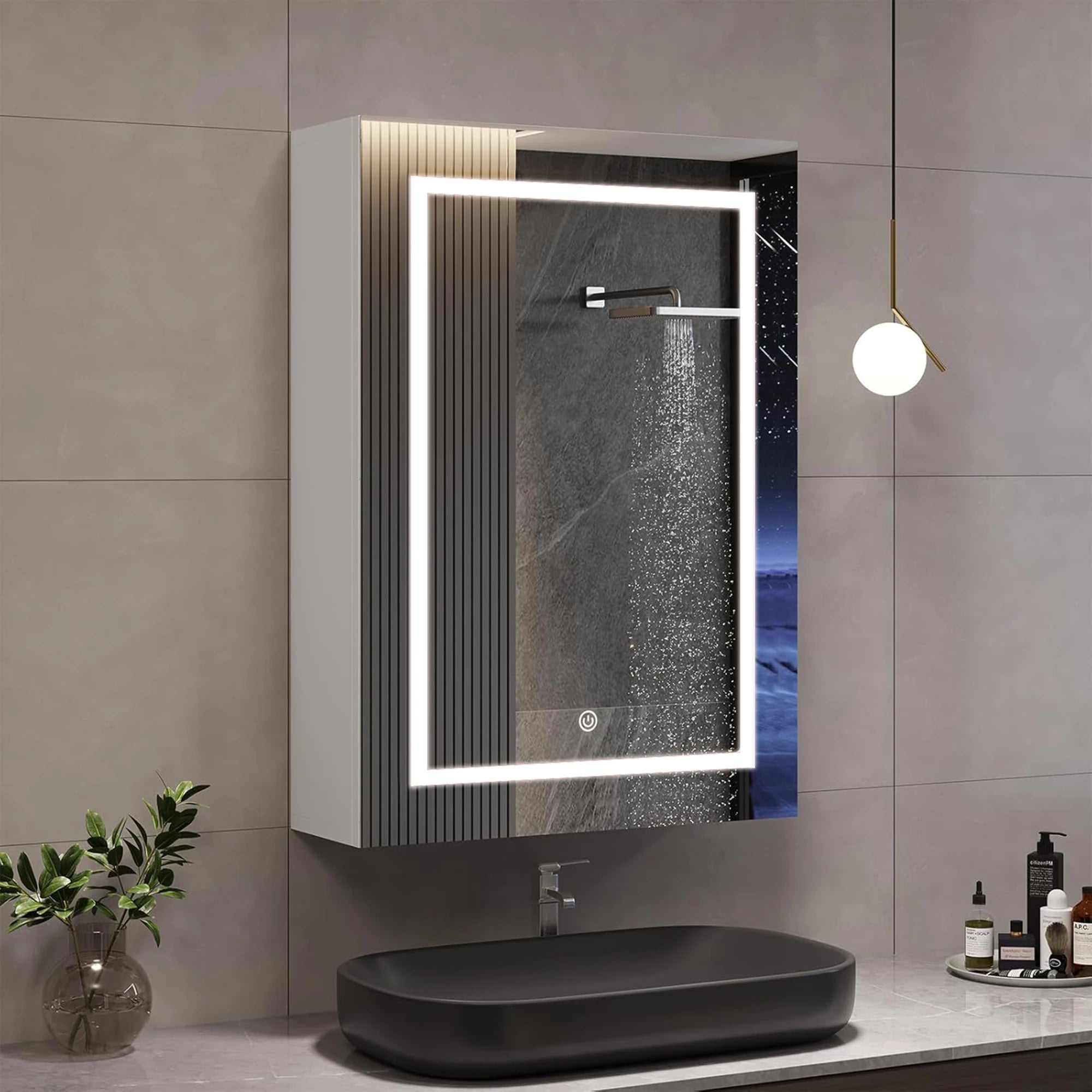 Meuble salle de bain miroir et interrupteur tactile moderne -