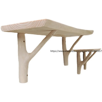 étagère murale à forme de planche et branche suspendue -