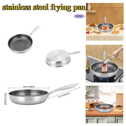 Poêle inox induction en rayure en nid d'abeille 28/32cm - Poêle inox