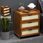 Table de nuit rangement rétro de couleur marron - A - 3 Tiroirs