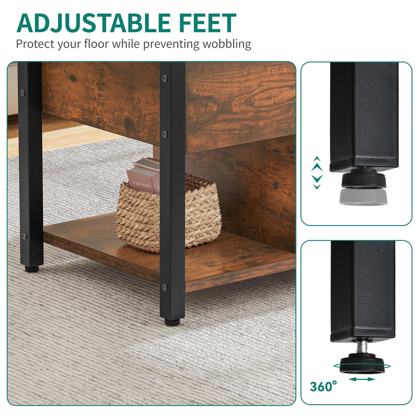 Table basse à manger convertible en bois -