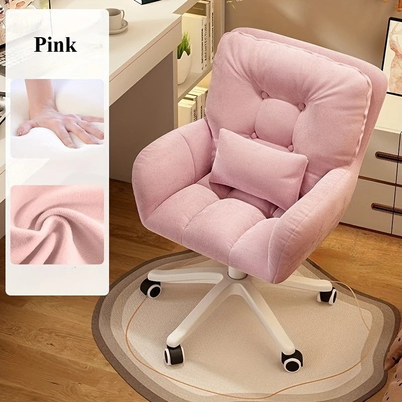 Chaise de bureau tissu avec dossier doux - Rose